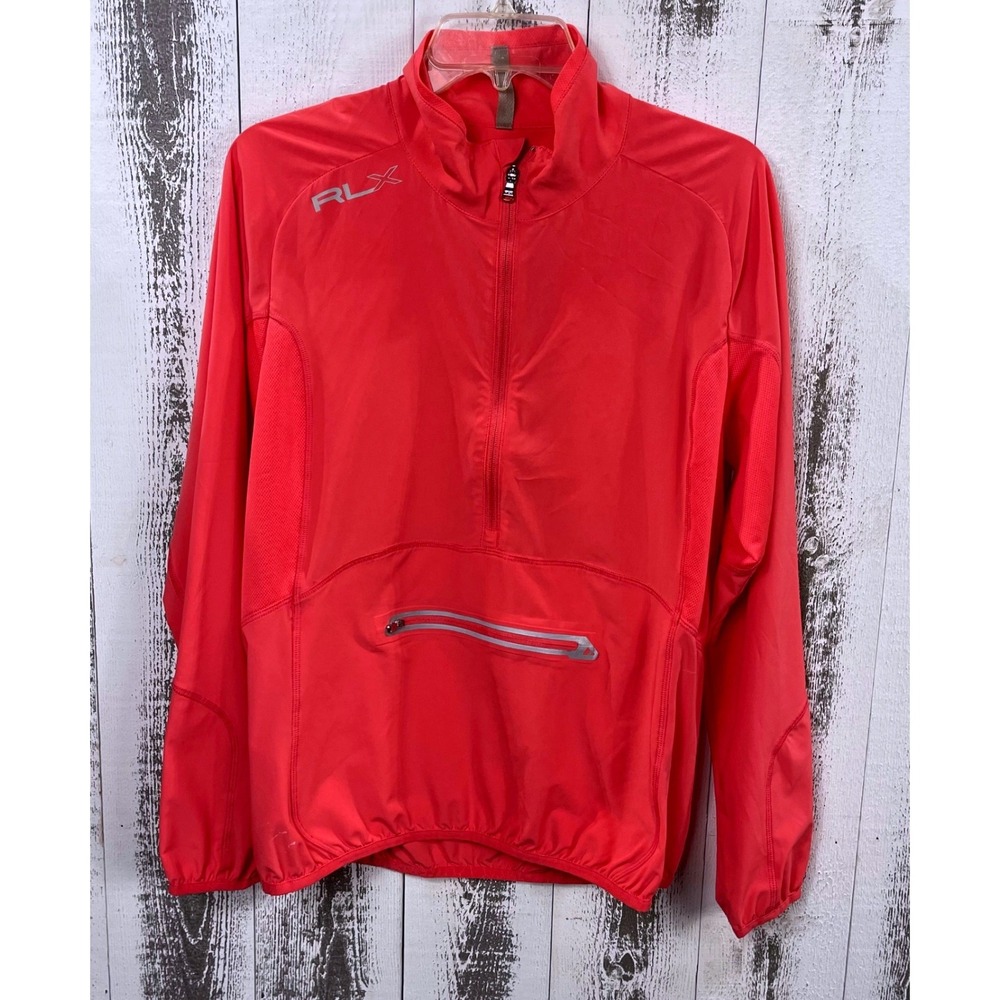 RLX Ralph Lauren Quarter Zip Pullover‎ Jacket Women's Large Mock Neck Coral